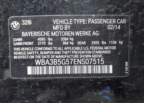 2014 BMW 328I xDrive z USA, uszkodzony, nr VIN WBA3B5G57ENS07515